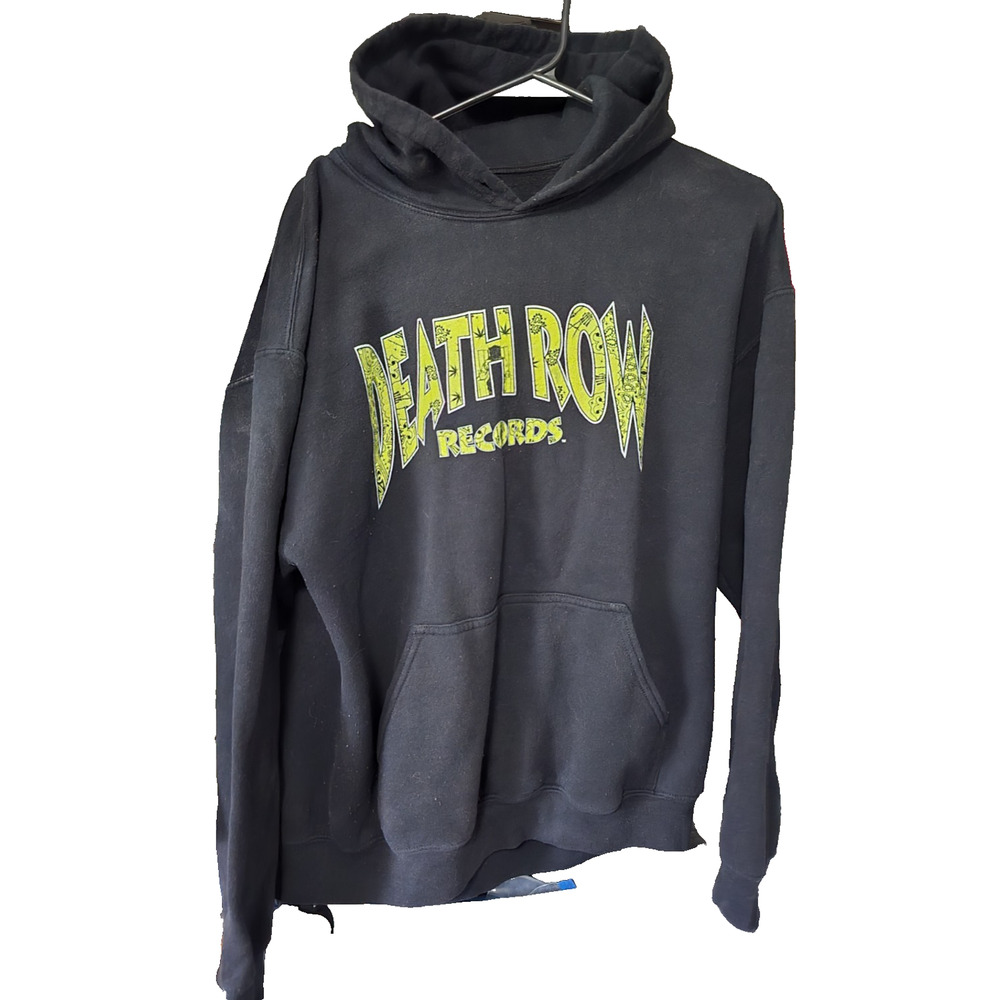 Death Row Records Men's Pullover Hoodie Sweatshirt Black Large Weed Bones